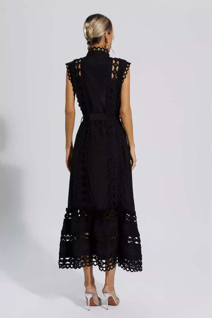 Kyra™ | Black Sleeveless Hollow Maxi Dress